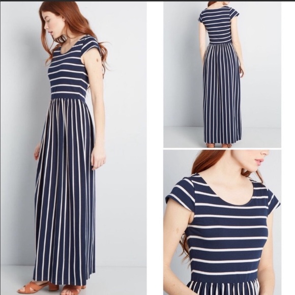 Striped Modcloth maxi dress sz L - Picture 2 of 6
